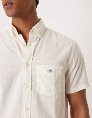 Gant Shield Logo Short Sleeve Linen Cotton Shirt