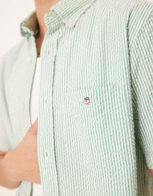 Gant Shield Logo Short Sleeve Seersucker Striped Shirt
