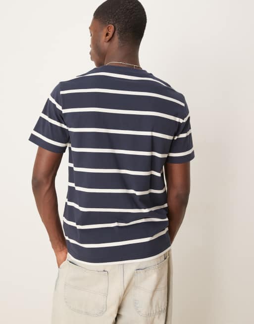 GANT shield logo stripe t-shirt in navy, 4 of 4