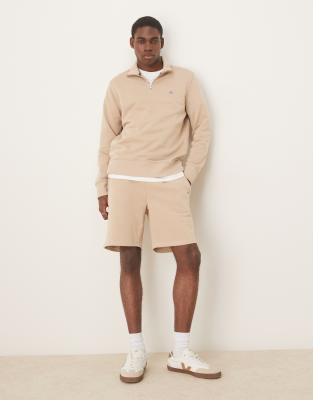shield logo sweatshirt fabric shorts in beige - part of a set-Neutral