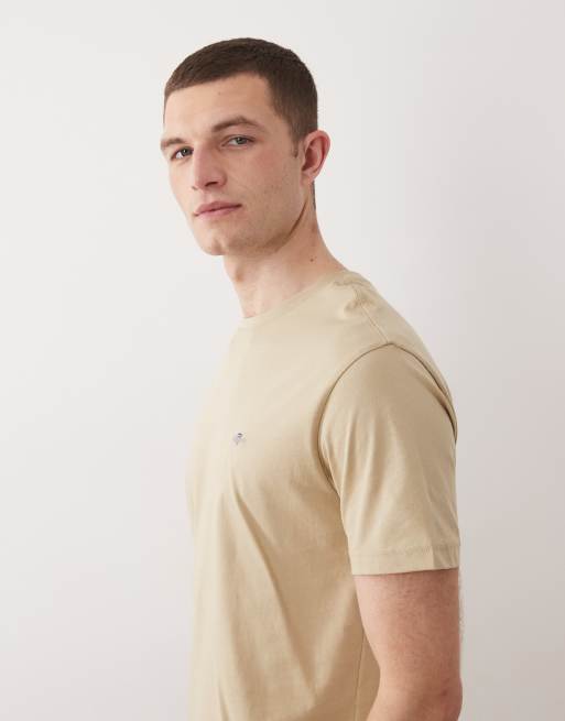 GANT shield logo t-shirt in beige, 4 of 5