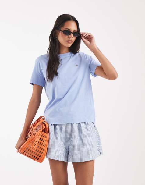 Gant shield logo t-shirt in light blue - view 1