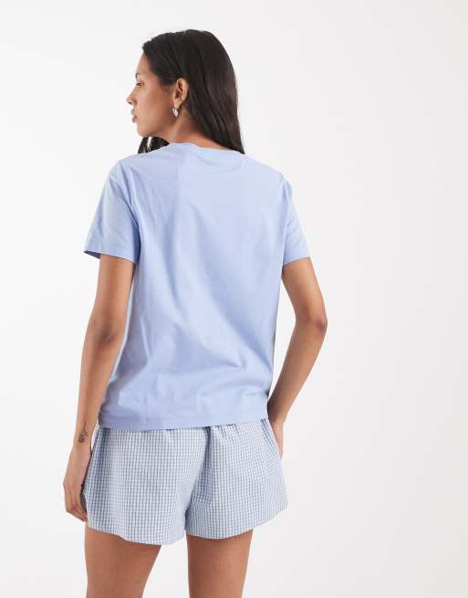 Gant shield logo t-shirt in light blue, 3 of 4