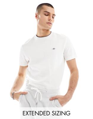 GANT shield logo tipped pique t-shirt in white