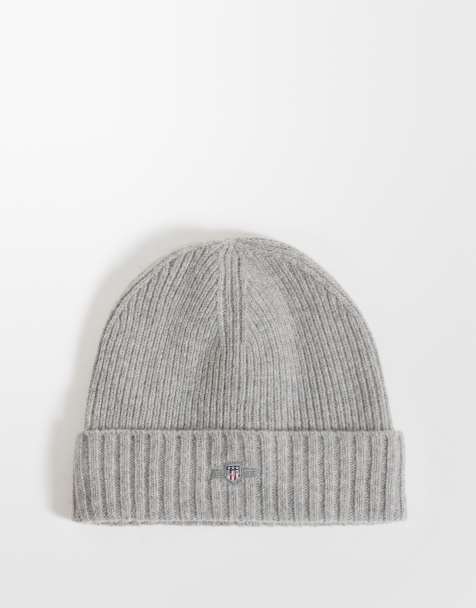 GANT shield logo wool beanie in grey - view 1