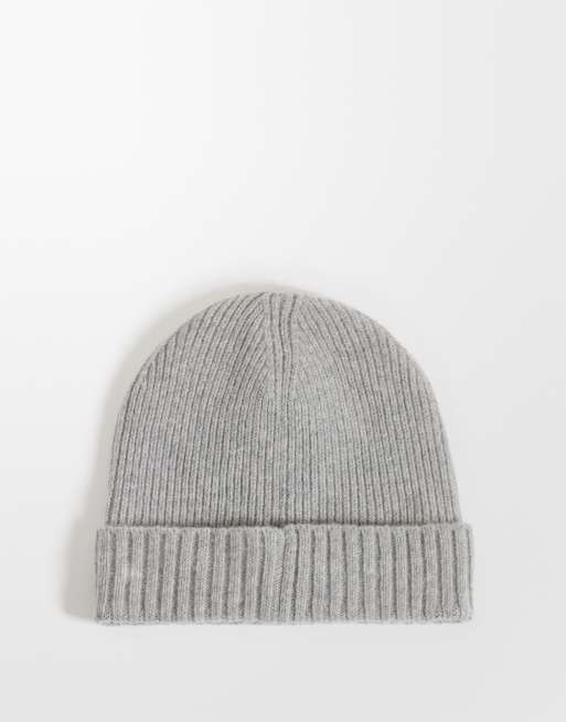 GANT shield logo wool beanie in grey, 3 of 3