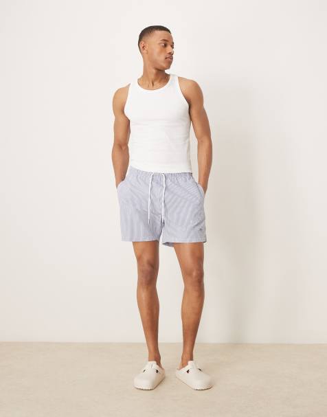 GANT - Short de bain en crépon à logo blason - Bleu rayé - view 1