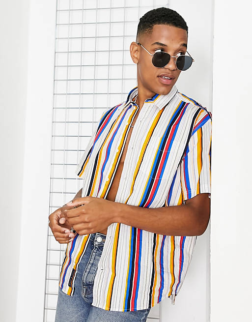 GANT short sleeve bold stripe shirt regular fit in multi