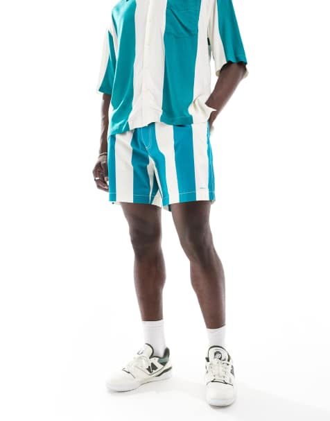 GANT – Shorts in Türkisblau mit auffälligem Streifenmuster, Logo und Kordelzugbund, Kombiteil - view 1