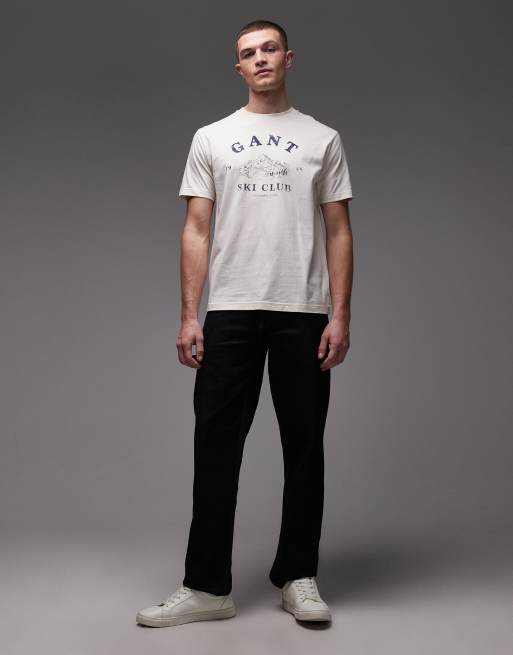 GANT Ski Club chest graphic t-shirt in cream, 2 of 5
