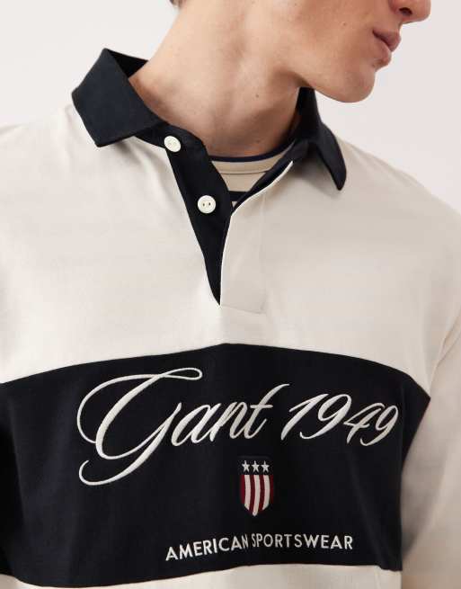 GANT – Ski Club – Gräddvit, blockfärgad, grov rugbytröja med pikékrage, 5 av 5