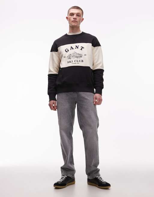 GANT – Ski Club – Relaxed-Fit-Sweatshirt in Schwarz mit Farbblock-Design mit Stickerei, 2 von 5
