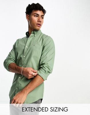 GANT slim fit broadcloth shirt in mid green - ASOS Price Checker
