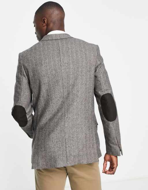 Gant slim fit herringbone blazer in grey ASOS