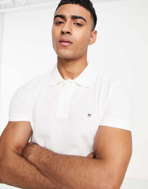 GANT - Slim fit piqué polo met origineel logo in wit, 2 van 4