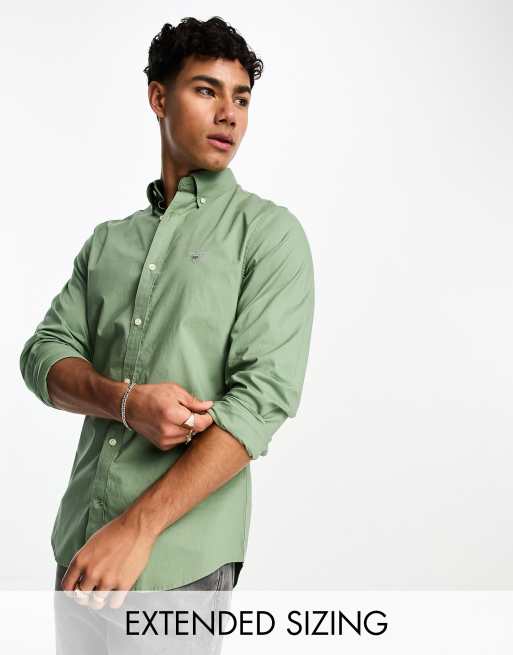 GANT - Slim-fit poplin overhemd in middengroen