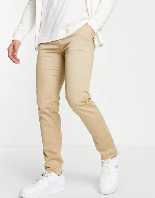 Slim Fit Twill Pants - Beige - Men