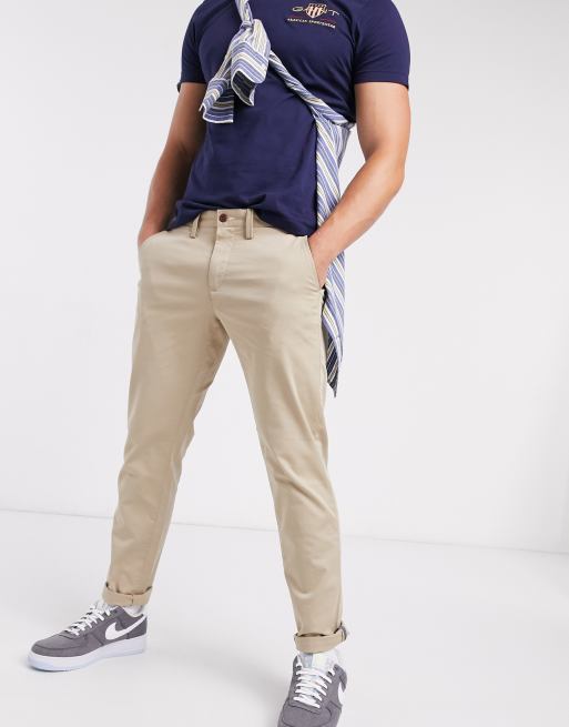 GANT slim fit twill chinos in dark khaki beige