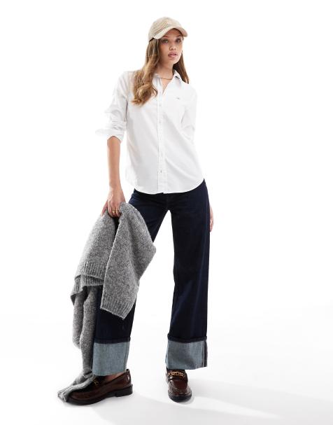 GANT slim stretch oxford shirt with logo in white - view 1