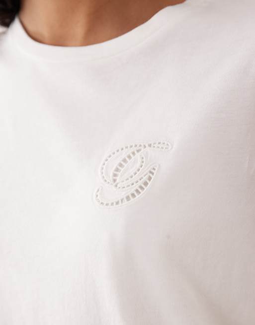 GANT small logo fitted t-shirt in eggshell white, 4 of 4