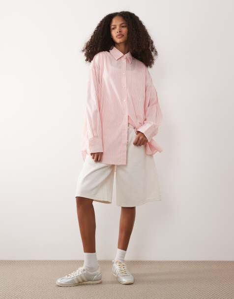 GANT small logo oversized shirt in pink - view 1