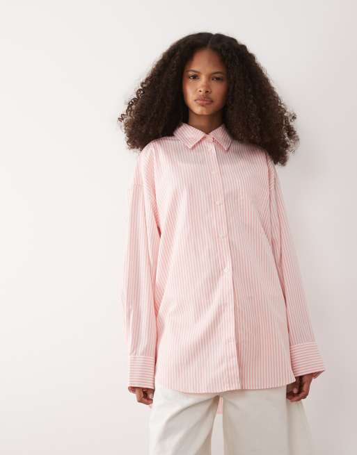 GANT small logo oversized shirt in pink, 2 of 4