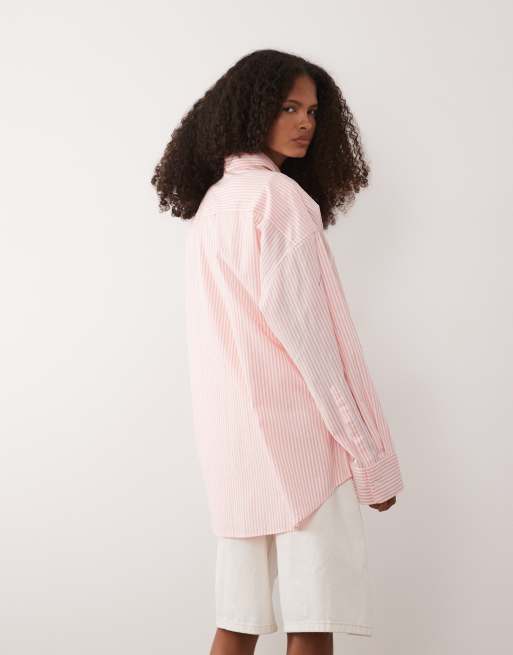 GANT small logo oversized shirt in pink, 4 of 4