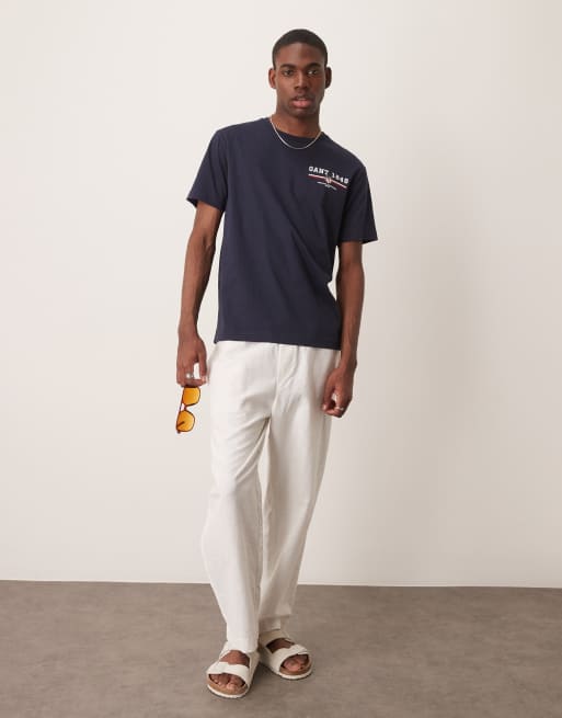GANT small logo t-shirt in navy, 4 of 4