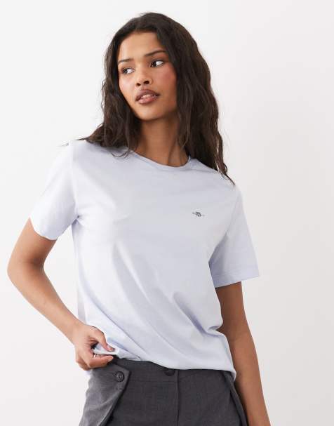 GANT small shield logo fitted t-shirt in lilac - view 1