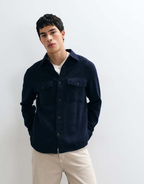 GANT sobrefcamisa de sarga gruesa de corte recto en azul medio - view 1