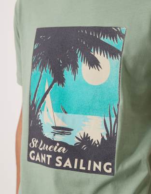 Gant St Lucia Sailing Print T-shirt In Green