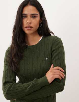 VAN GRAAF Gant Damen Khaki Pullover Baumwolle Grün, Mittel - Bild 5