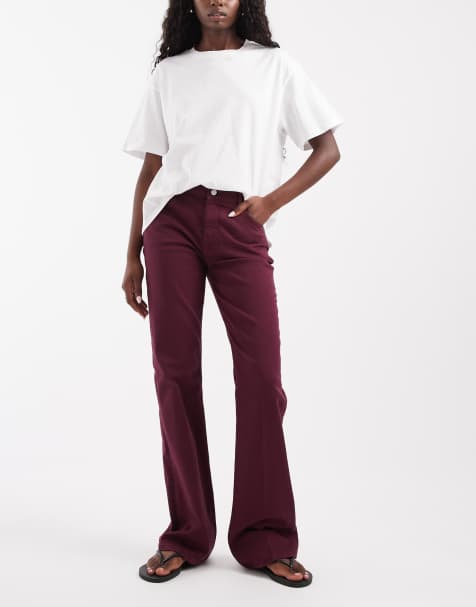 Gant stretch bootcut jeans in burgundy - view 1
