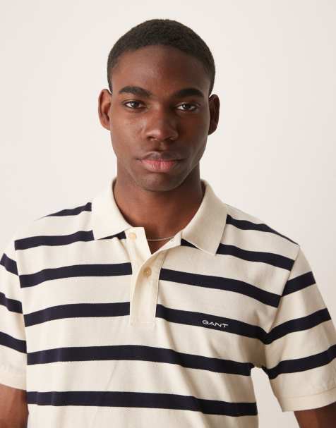 GANT striped polo in cream - view 1
