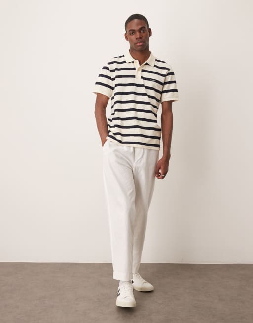 GANT striped polo in cream, 4 of 4