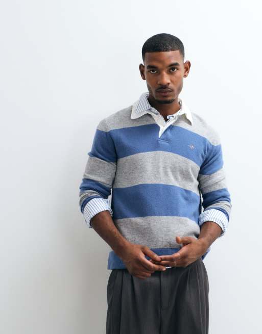 GANT striped rugby polo in blue, 2 of 5