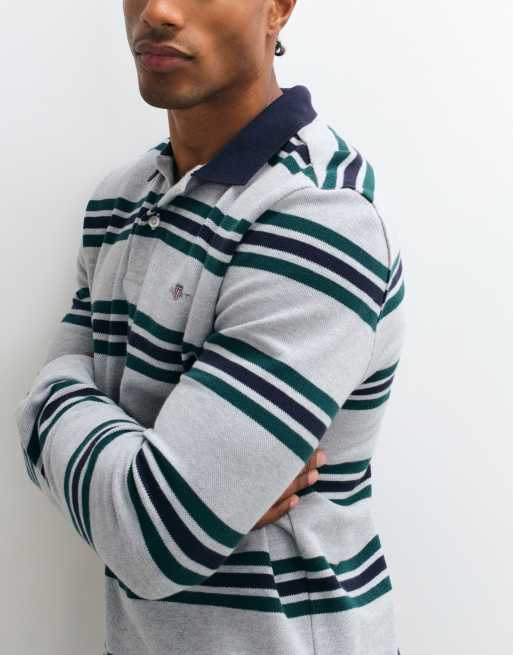 GANT striped rugby polo in grey, 3 of 5