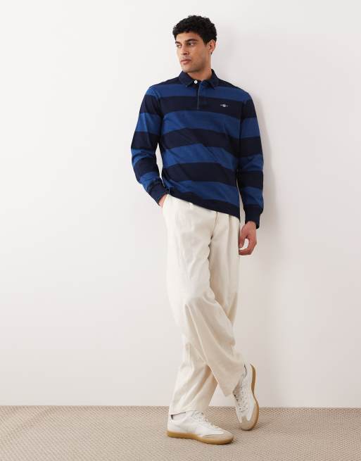 GANT striped rugby polo in indigo blue, 2 of 5