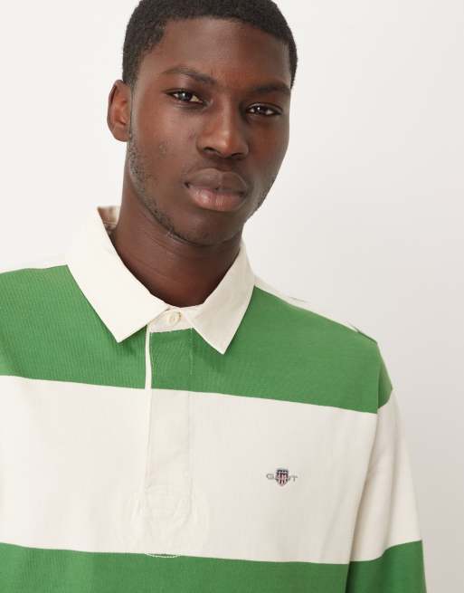 GANT striped rugby polo shirt in green, 3 of 5