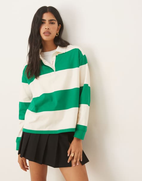 GANT striped rugby polo sweatshirt in bold green - view 1