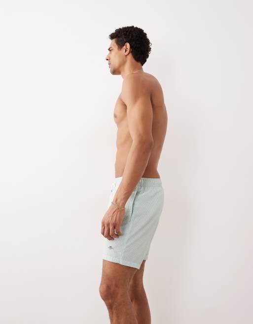 GANT striped seersucker swim shorts in green, 3 of 5