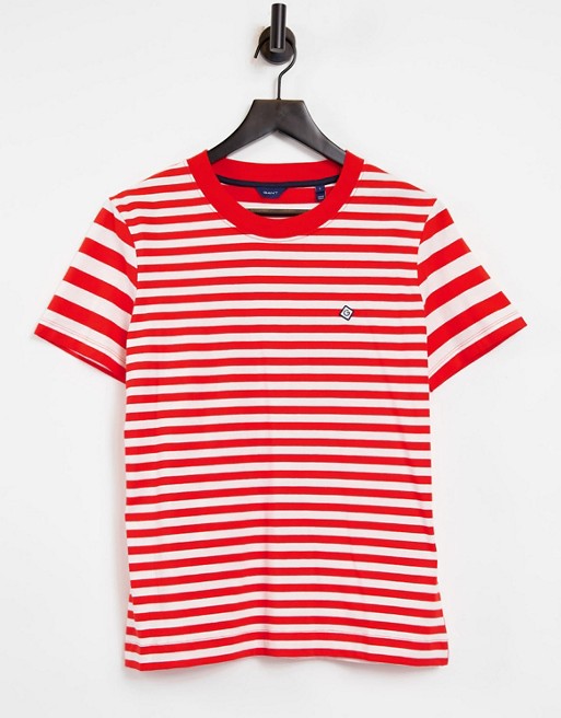 GANT striped t-shirt with small logo in red and white