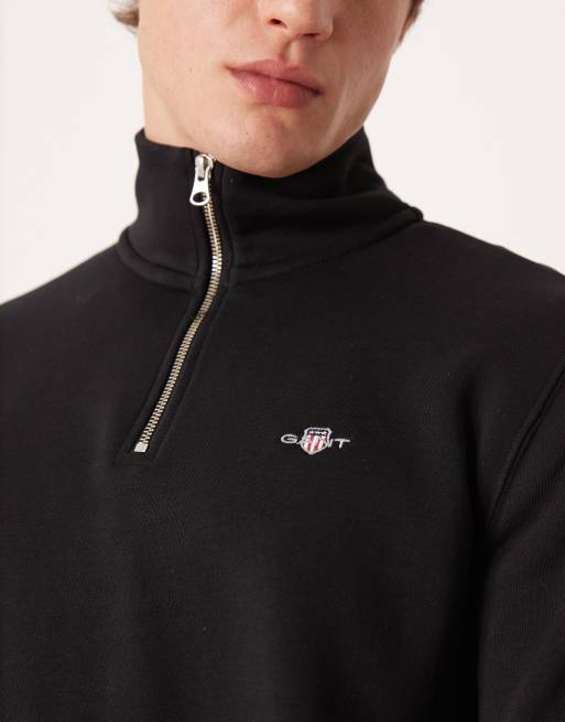 Gant - Sudadera con media cremallera y logo en el pecho en negro, 5 de 5