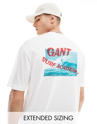 GANT surf logo back print t-shirt relaxed fit in white