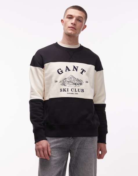 GANT – Svart, avslappnad sweatshirt med blockfärgat Ski Club-tryck - view 1