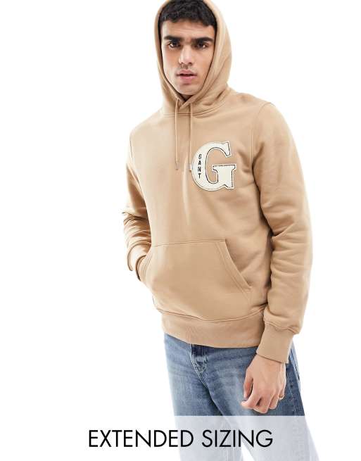 GANT - Sweat à capuche avec logo G appliqué - Fauve kaki
