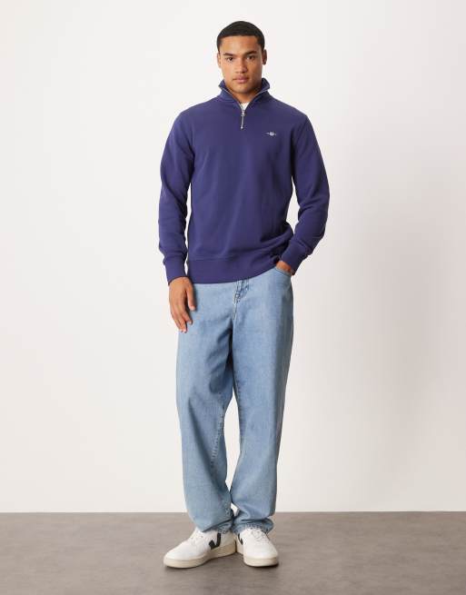 GANT - Sweat à logo écusson et demi-fermeture éclair - Bleu, 2 de 5
