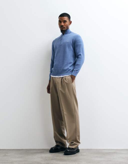GANT sweat-shirt classique en coton à demi-zip bleu, 3 de 5