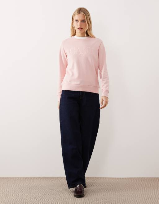 GANT - Sweater met grafische print in collegestijl in roze, 2 van 4