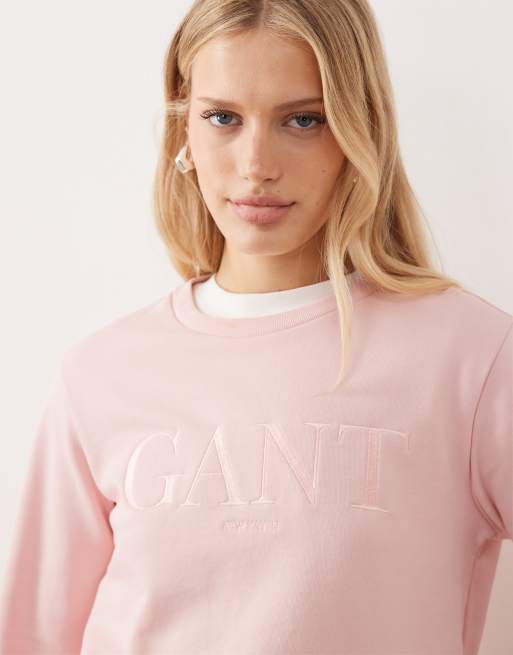 GANT - Sweater met grafische print in collegestijl in roze, 3 van 4